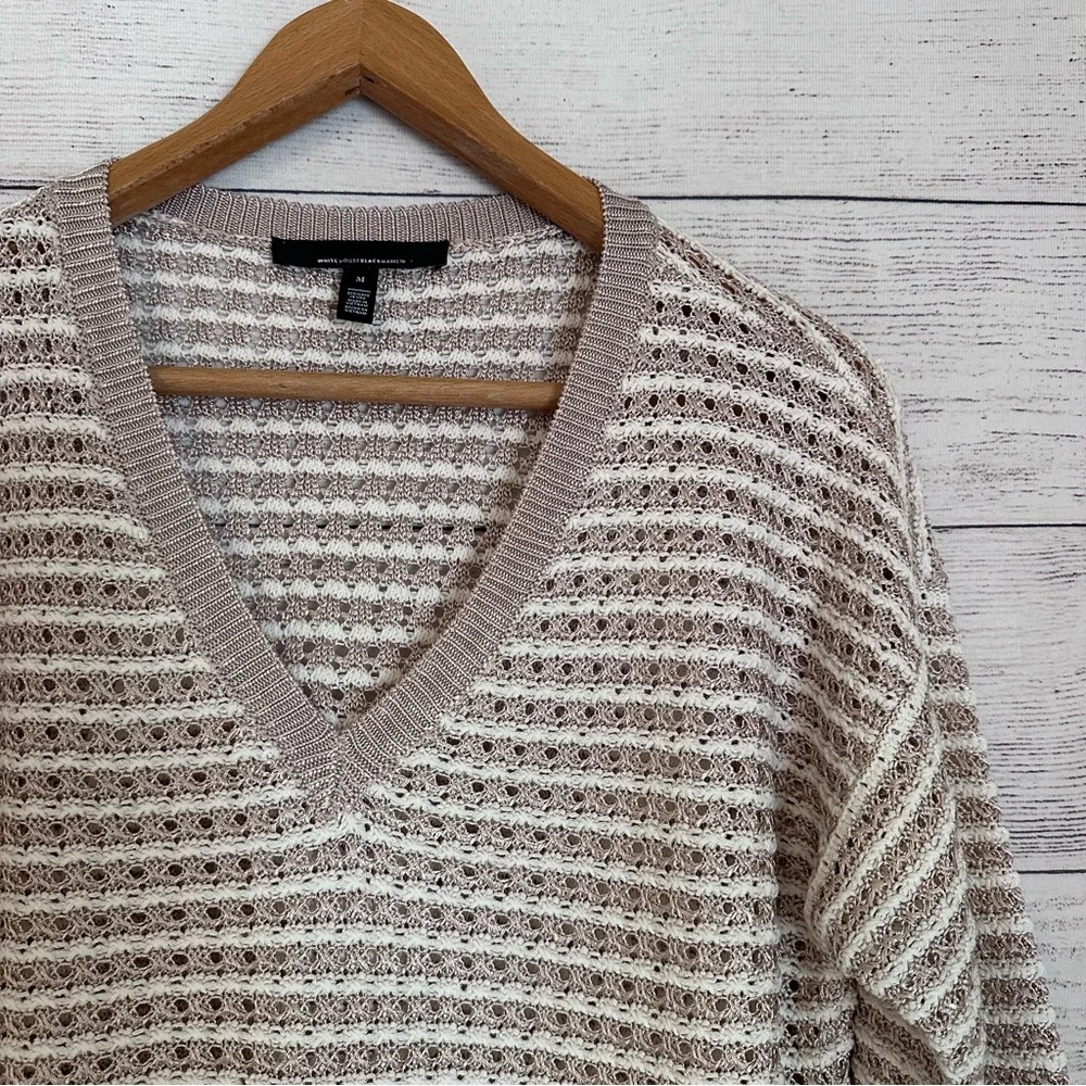 WHBM Stripe V-Neck Sweater